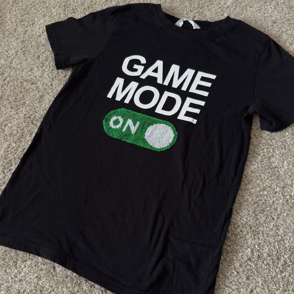 H&M Boys black short sleeve tshirt game on game off tee size 10-12 years - Picture 2 of 8